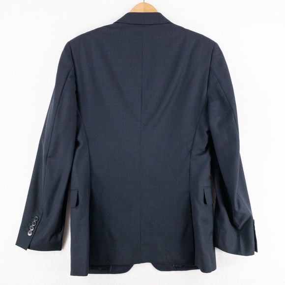 Jhane Barnes Blazer Jacket Mens 40R Blue 100% Wool Two Button Athletic Fit - Picture 10 of 14